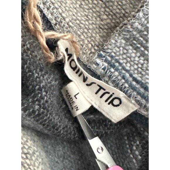 Main Strip Southwestern Aztec Print Hooded Sweatshirt Gray/Blue/Brown Soft Large - Picture 5 of 6